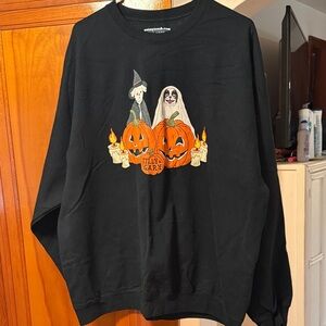 Black Halloween Sweatshirt with Pumpkin Design